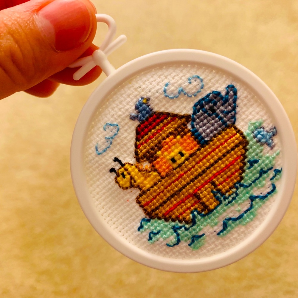 Completed Cross Stitch, + frame, cute small decor